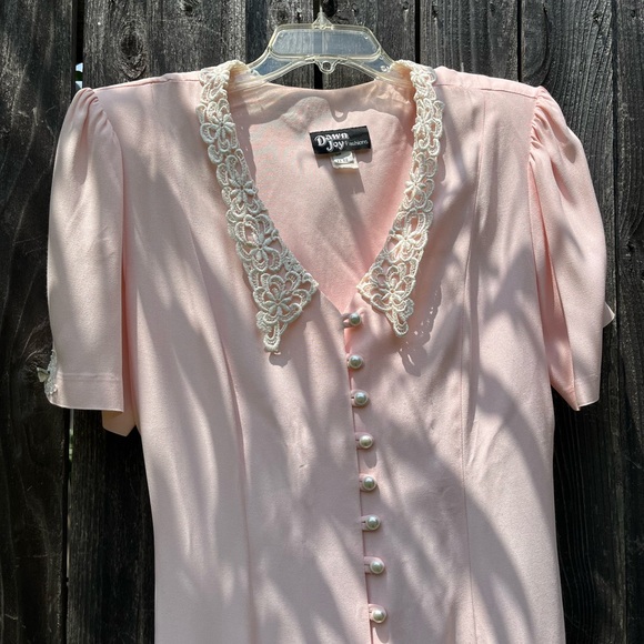 Vintage Dawn Joy Pink‎ Lace Collar Button-Down Dress - Picture 15 of 15